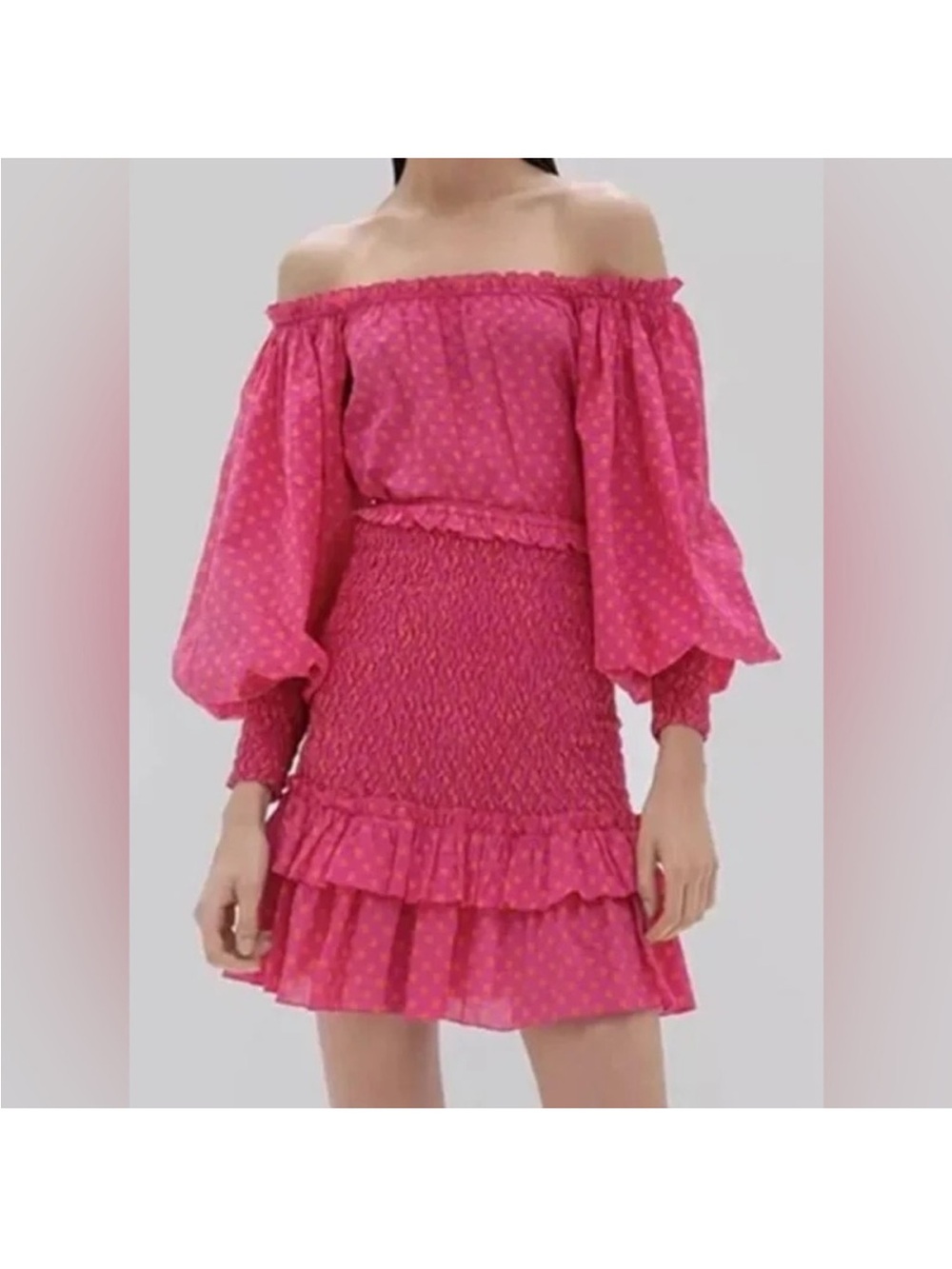 Alexis 💗On or Off-Shoulder Pink & Orange Smocked Mini Dress
